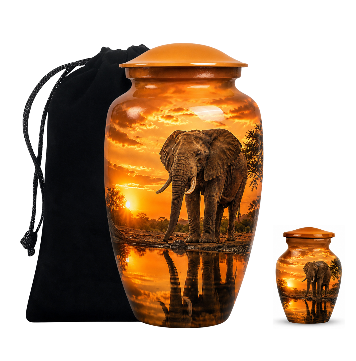 African Elephant Cremation Urn For Ashes