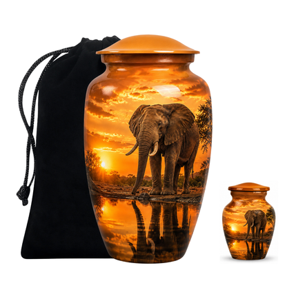 African Elephant Cremation Urn For Ashes