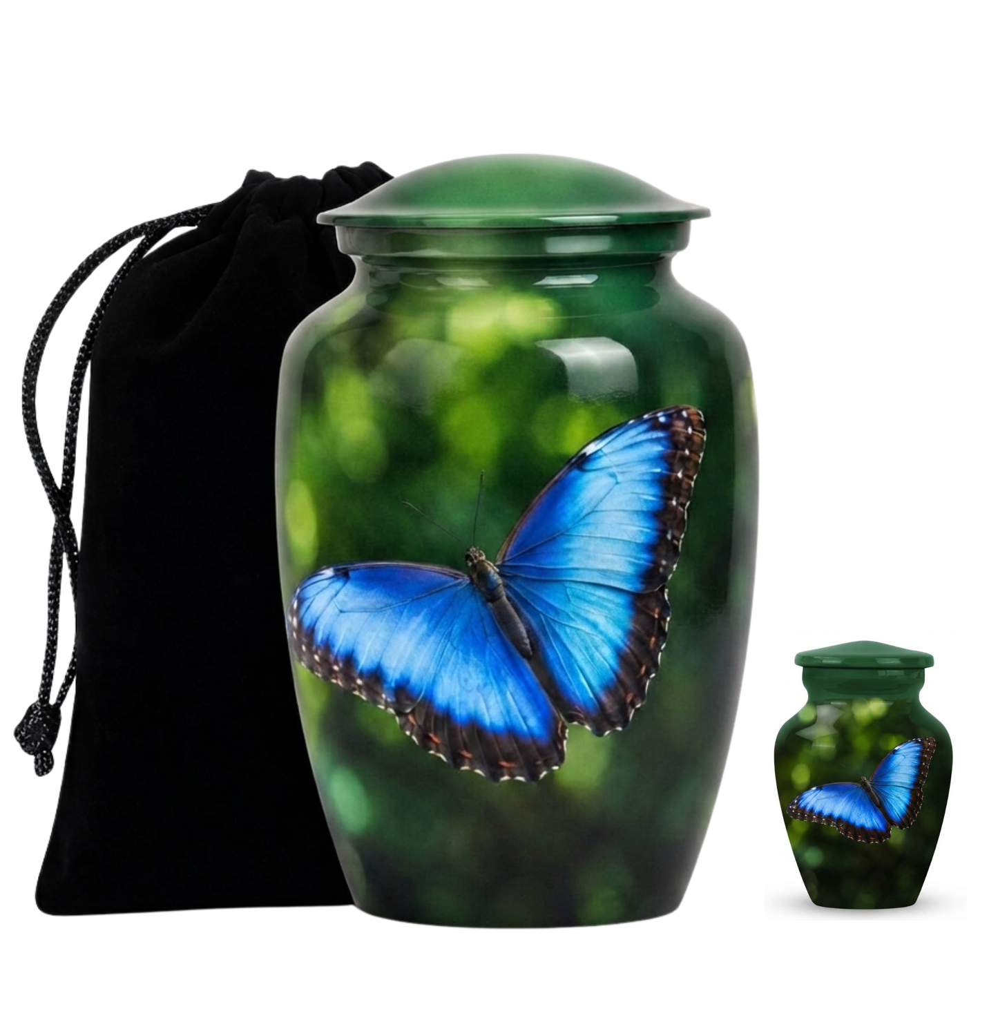 Blue Morpho Butterfly Cremation Urn for Ashes