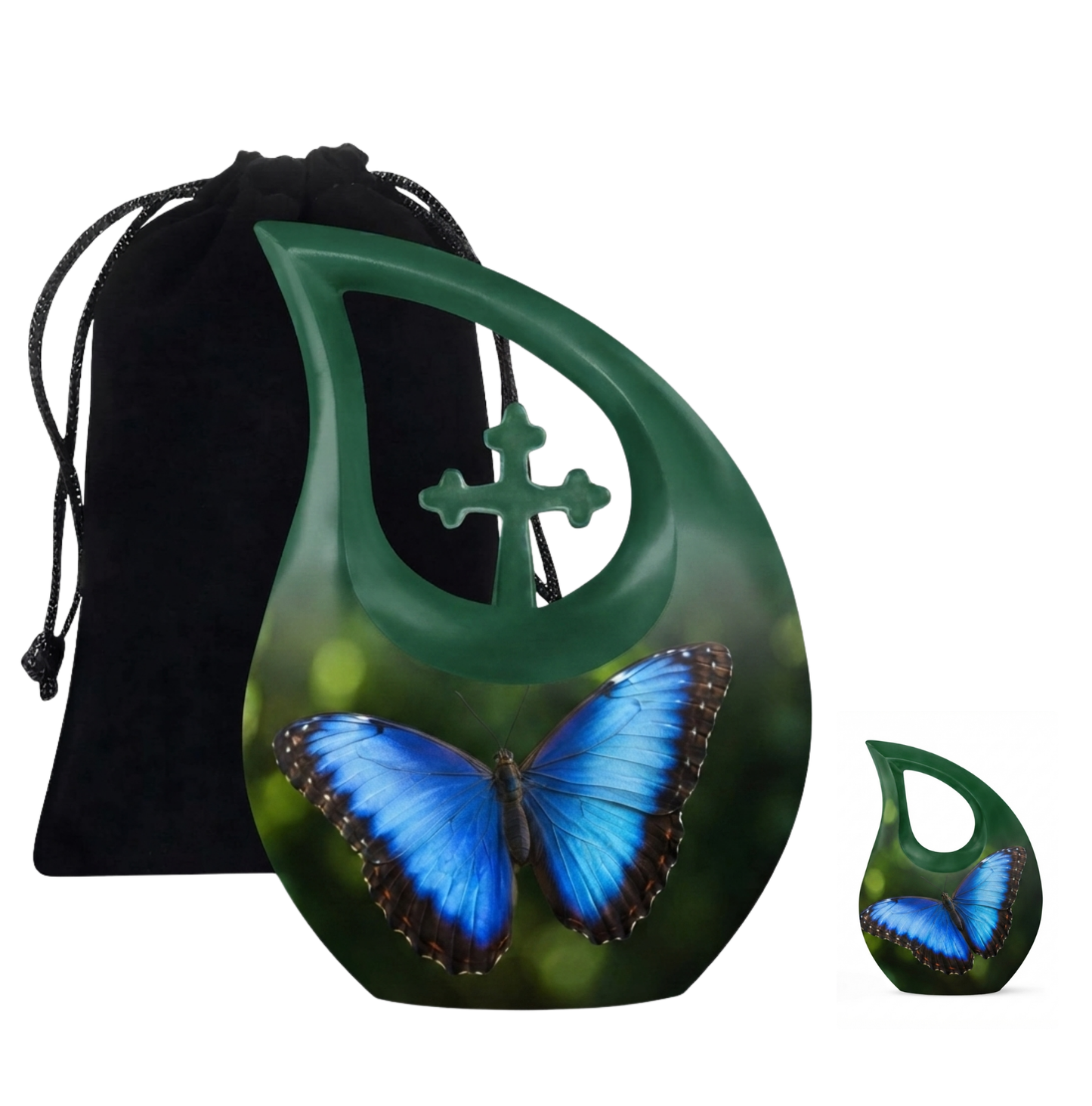 Blue Morpho Butterfly Cremation Urn for Ashes