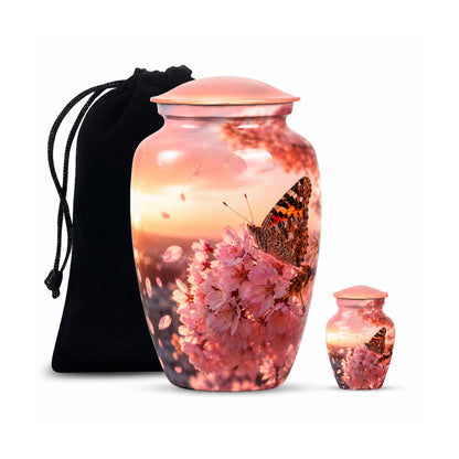 Cherry Blossom Butterfly Cremation Urn for Ashes