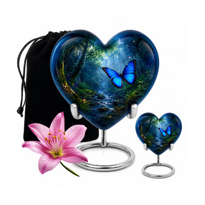 Blue Butterfly Cremation Urn for Ashes