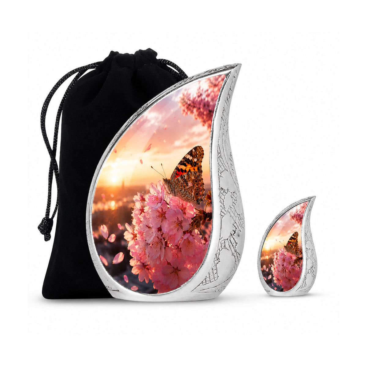 Cherry Blossom Butterfly Cremation Urn for Ashes