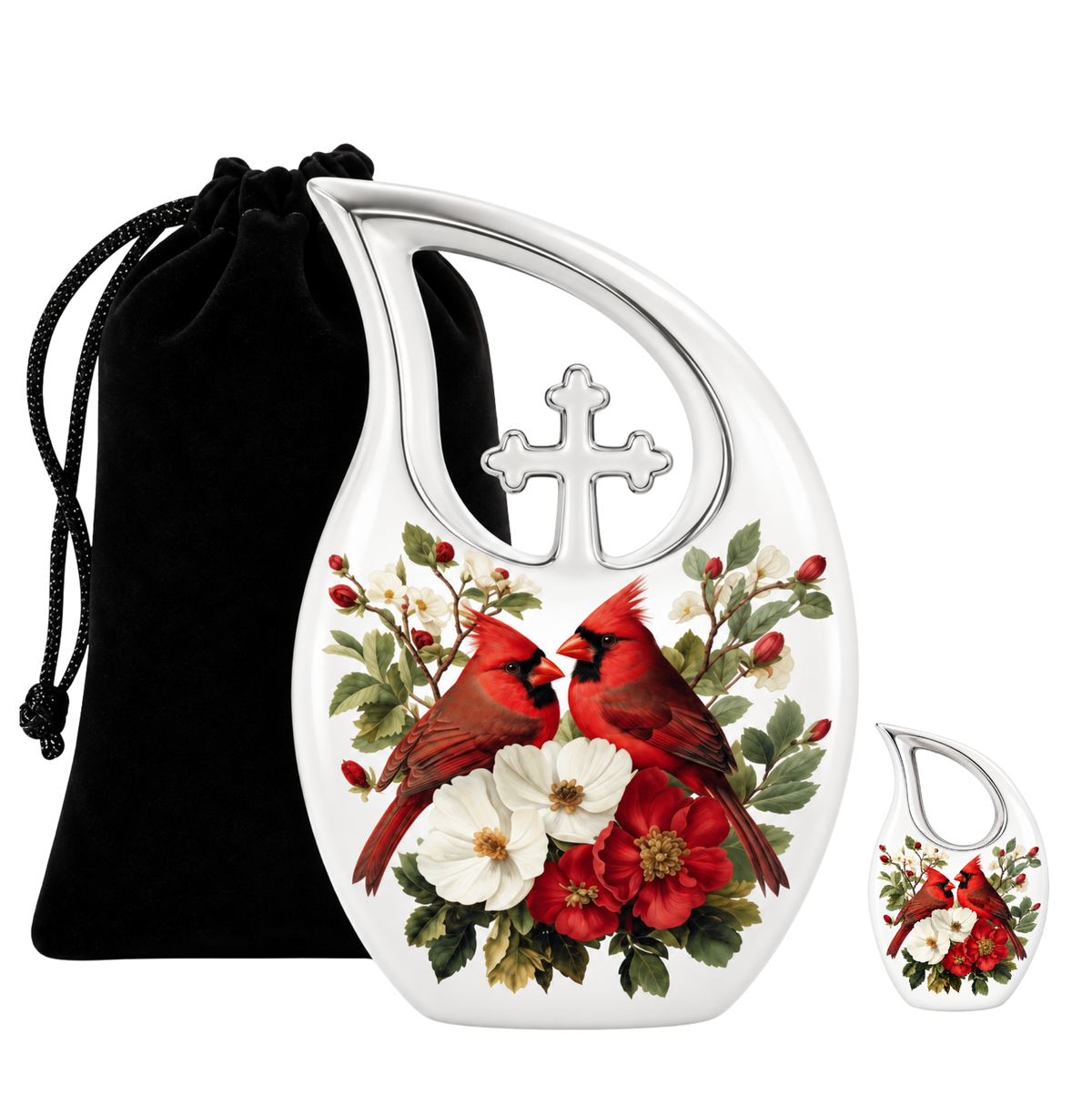 Red Cardinal Couple Urn for Ashes