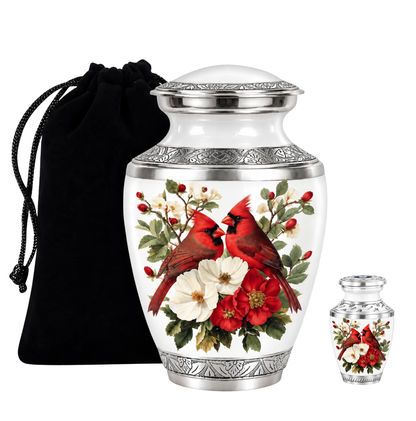 Red Cardinal Couple Urn for Ashes