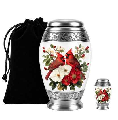 Red Cardinal Couple Urn for Ashes