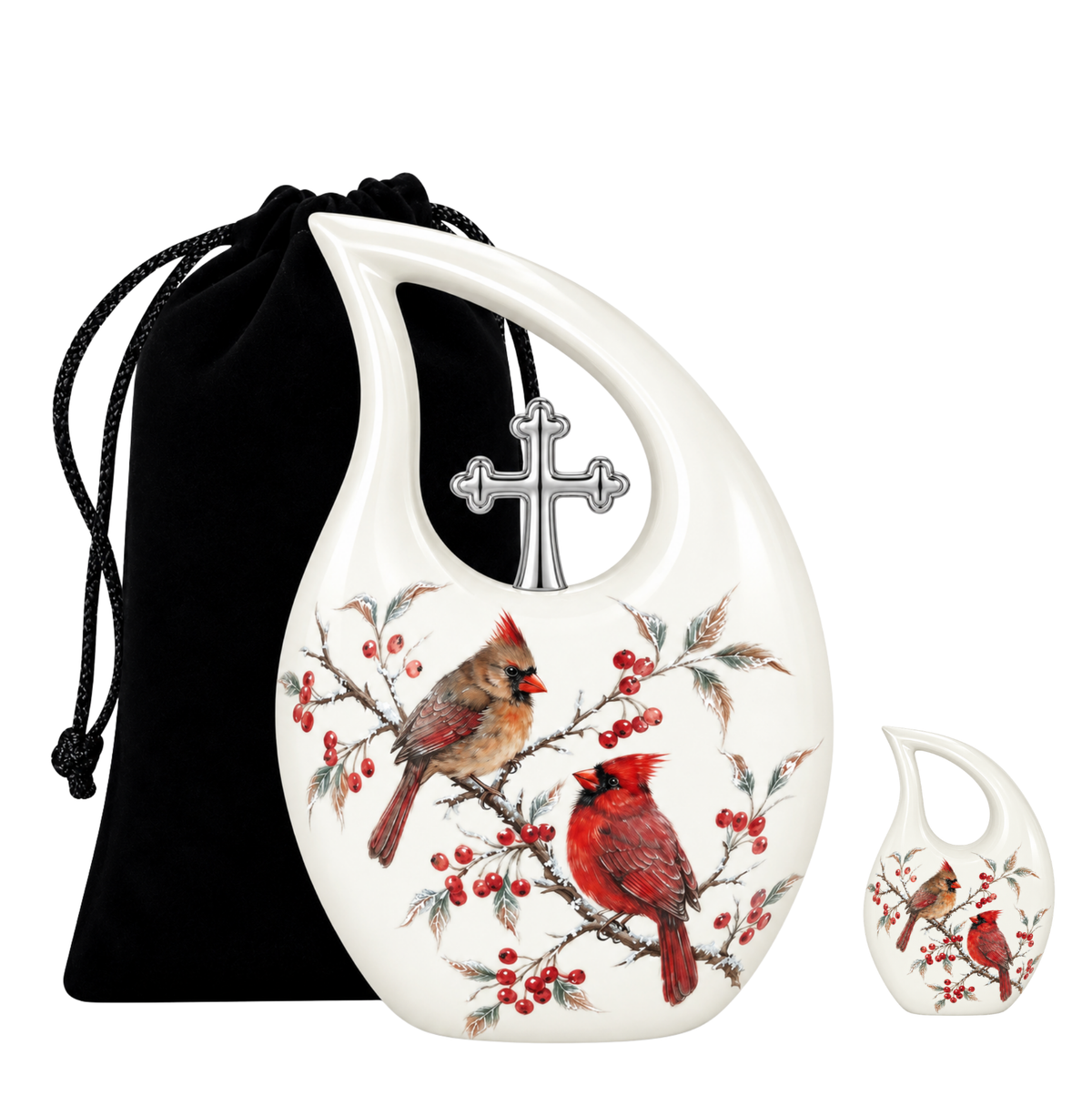 Cardinal Couple Urn for Ashes