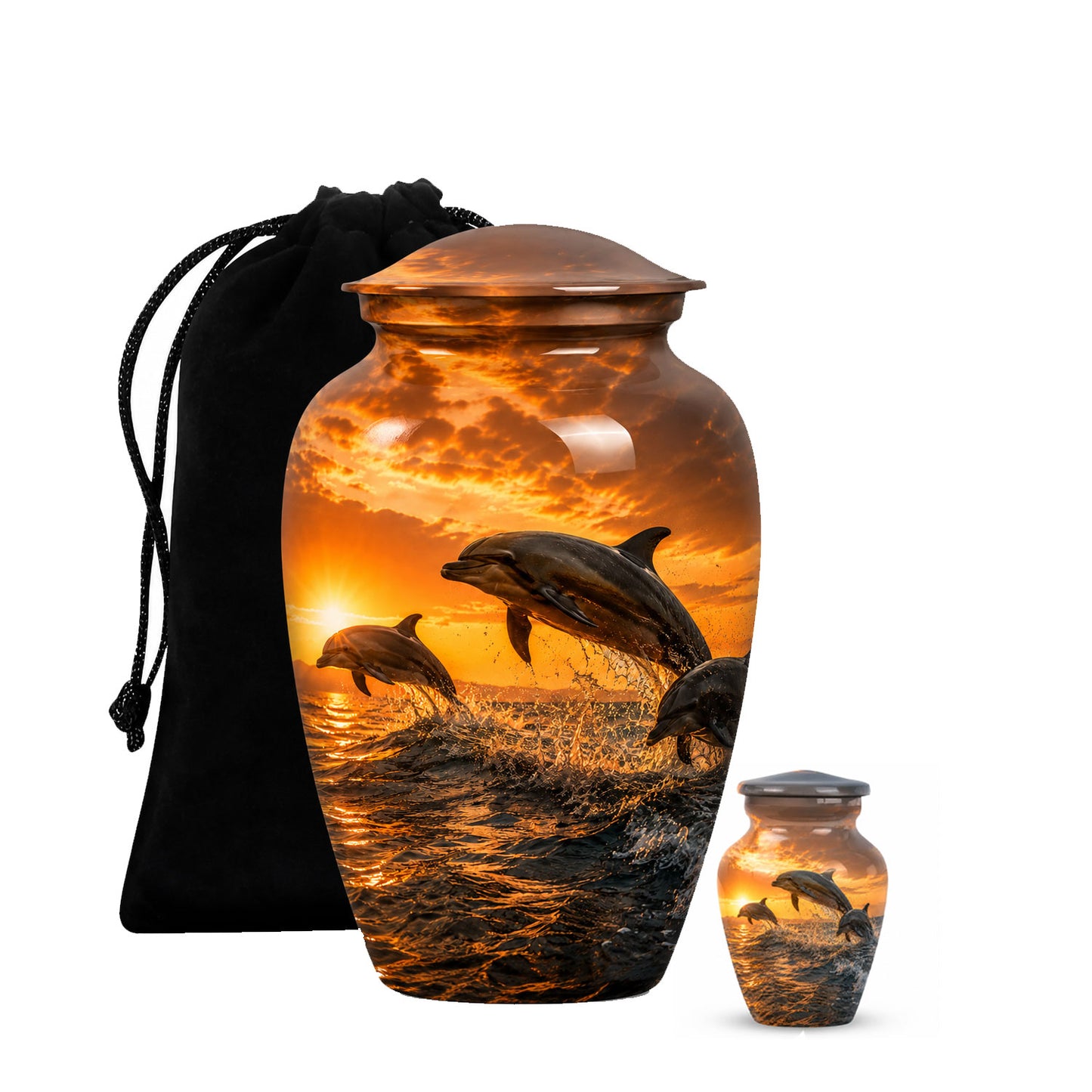Oceanic Dolphin Family Cremation Urn