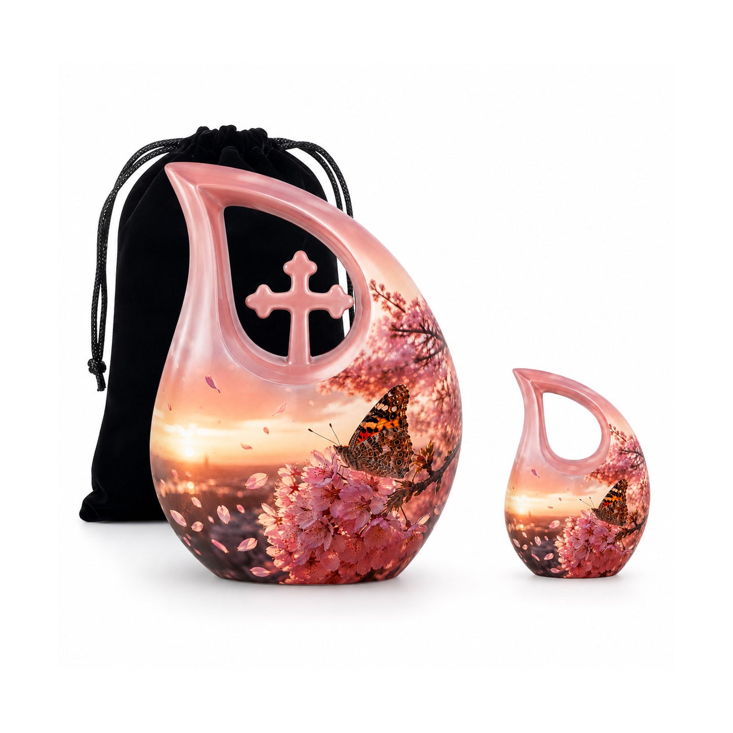 Cherry Blossom Butterfly Cremation Urn for Ashes