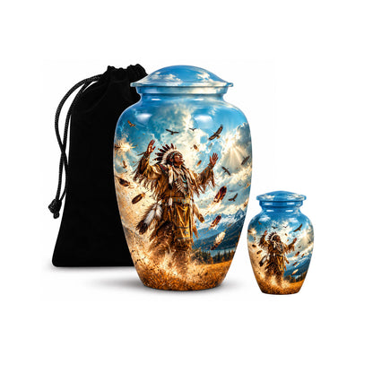American Chief Eagle Feathers Cremation Urn for Ashes
