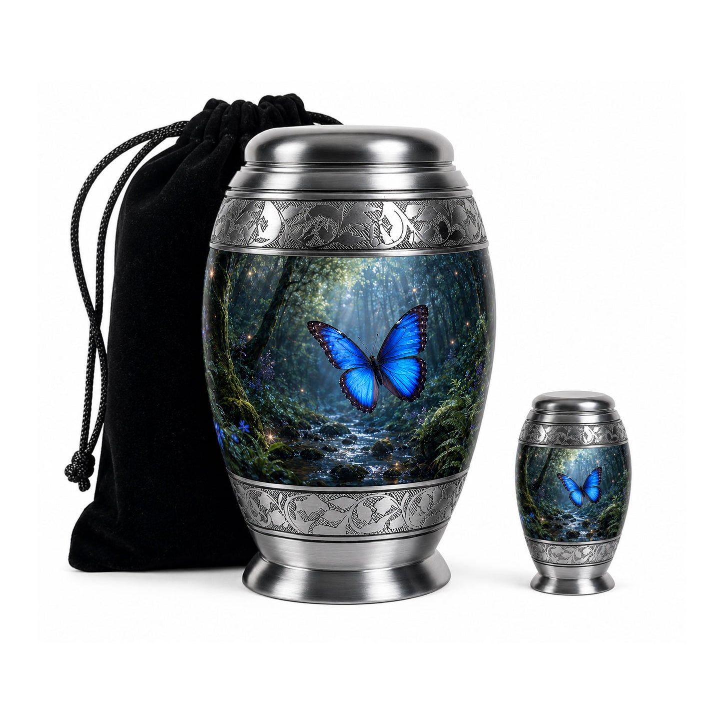 Blue Butterfly Cremation Urn for Ashes