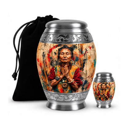 American Elder Women Prayer Cremation Urn for Ashes