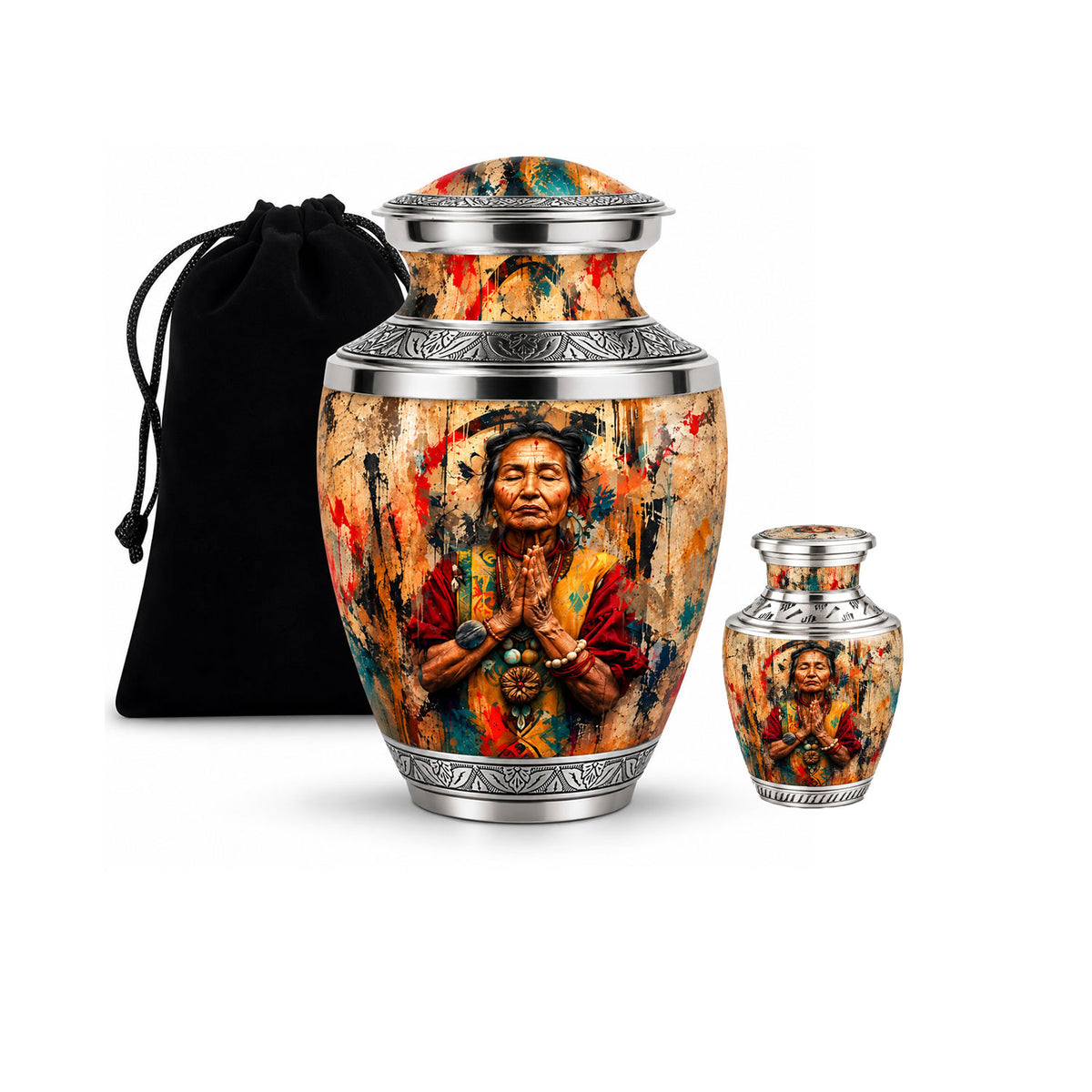 American Elder Women Prayer Cremation Urn for Ashes