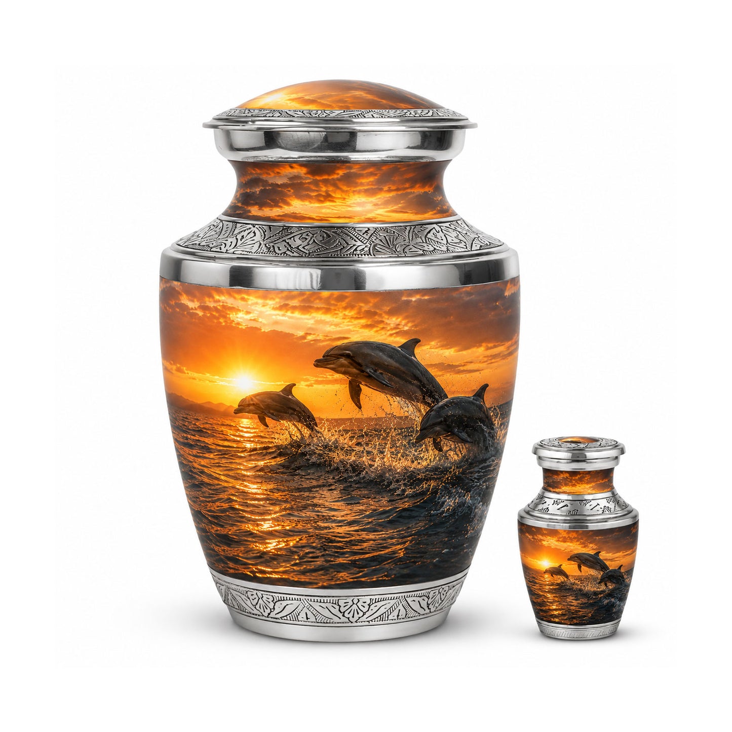 Oceanic Dolphin Family Cremation Urn