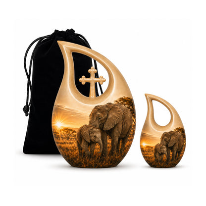 Elephant Family Cremation Urn For Ashes