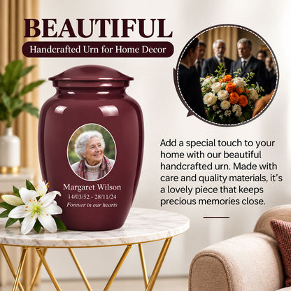Custom Cremation Urn – Classic Burgundy Urn for Human Ashes