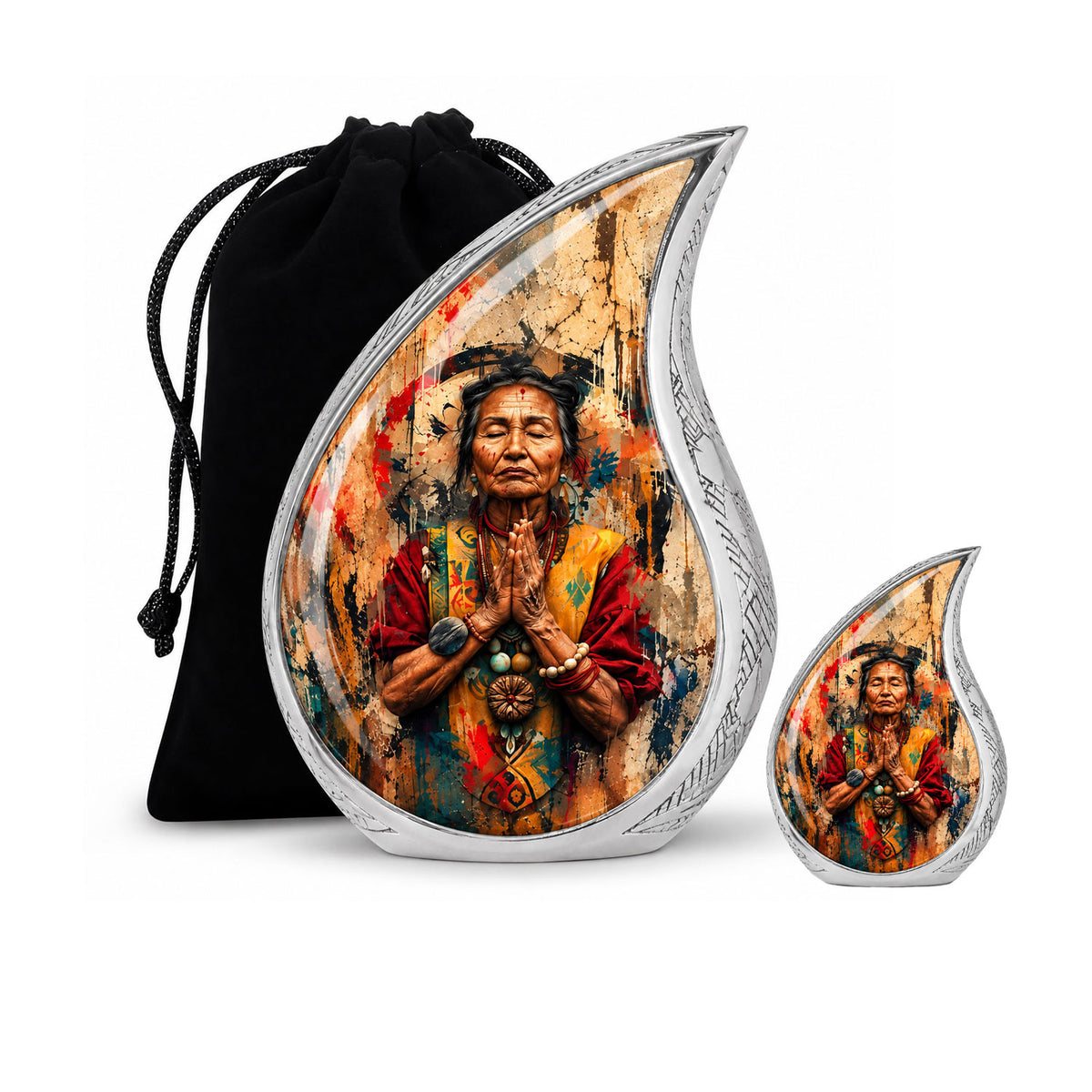 American Elder Women Prayer Cremation Urn for Ashes