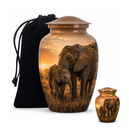Elephant Family Cremation Urn For Ashes