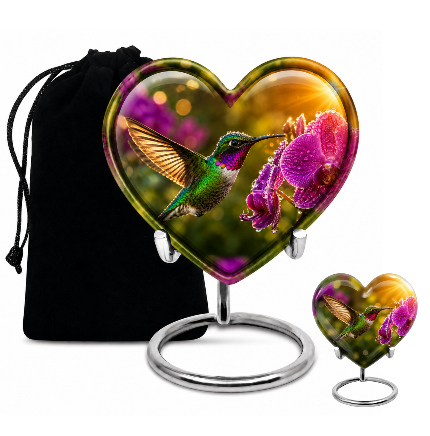 Hummingbird & Orchid Cremation Urn for Ashes