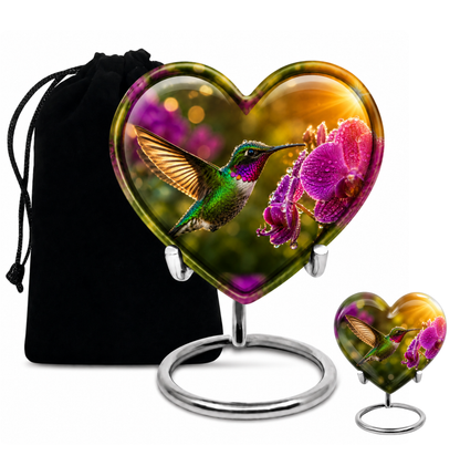 Hummingbird & Orchid Cremation Urn for Ashes