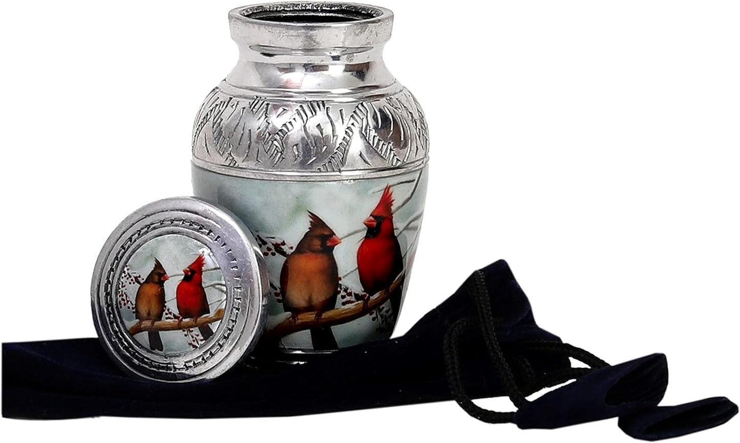 Cardinal Birds Memorial Urn —Small Decorative Keepsake for Ashes