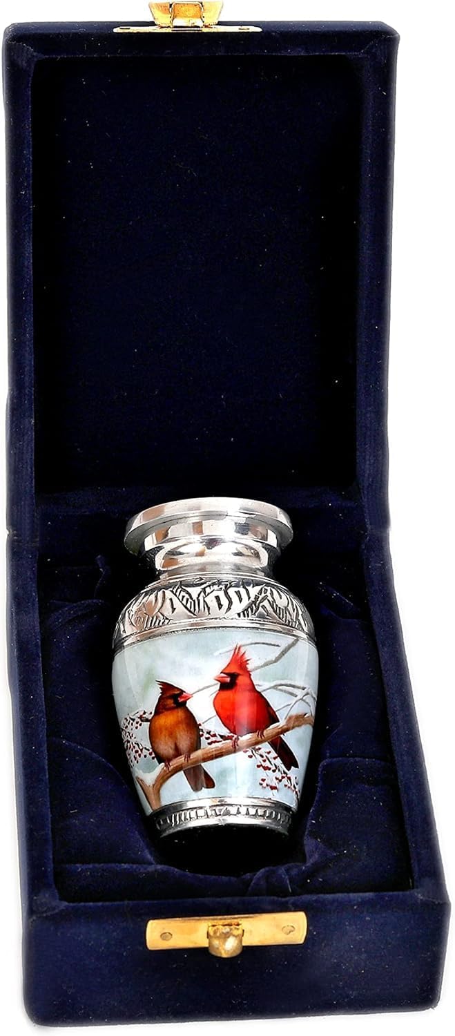 Cardinal Birds Memorial Urn —Small Decorative Keepsake for Ashes