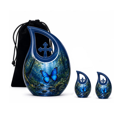 Blue Butterfly Cremation Urn for Ashes