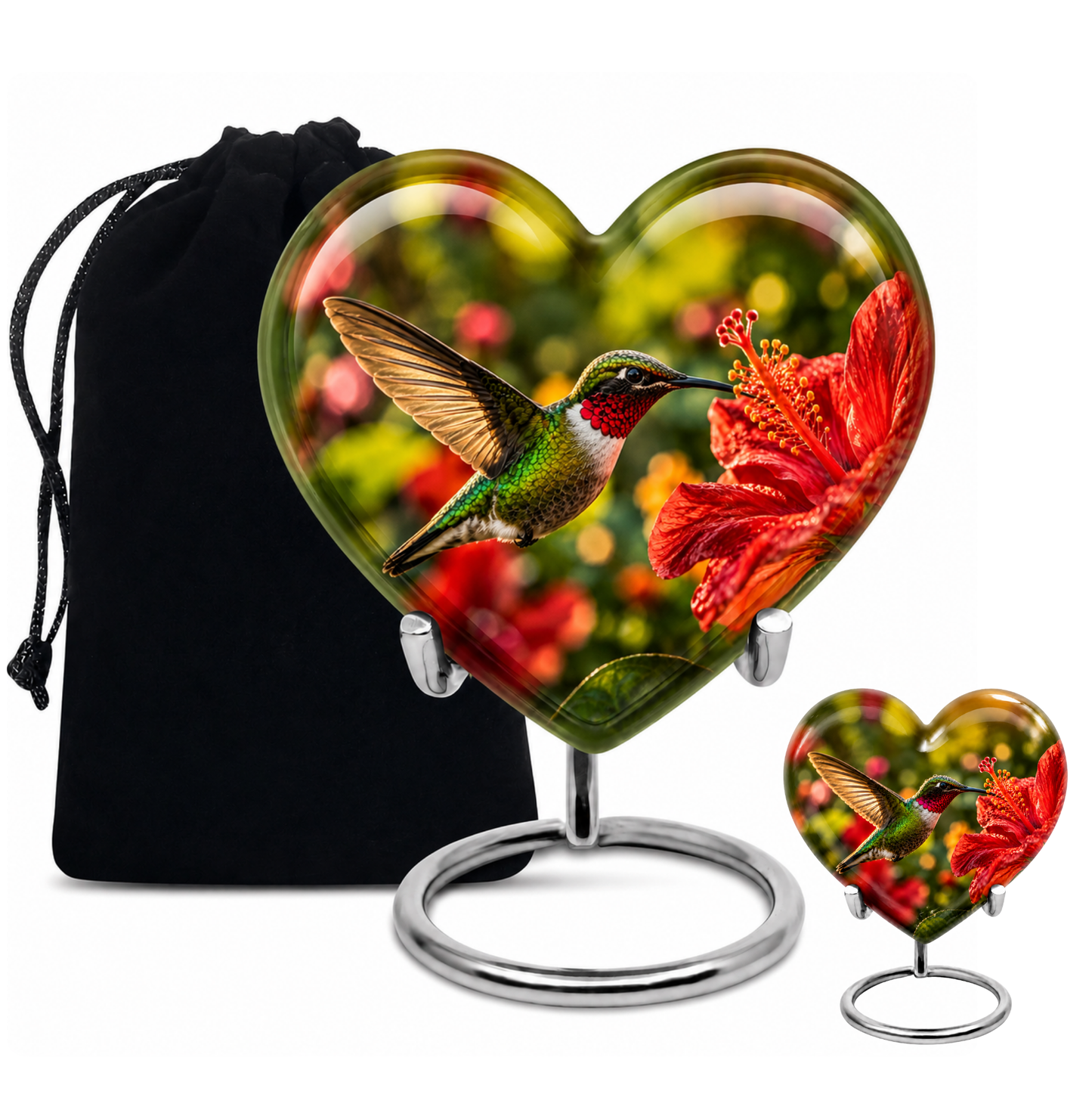 Hibiscus and Hummingbird Cremation Urn for Ashes