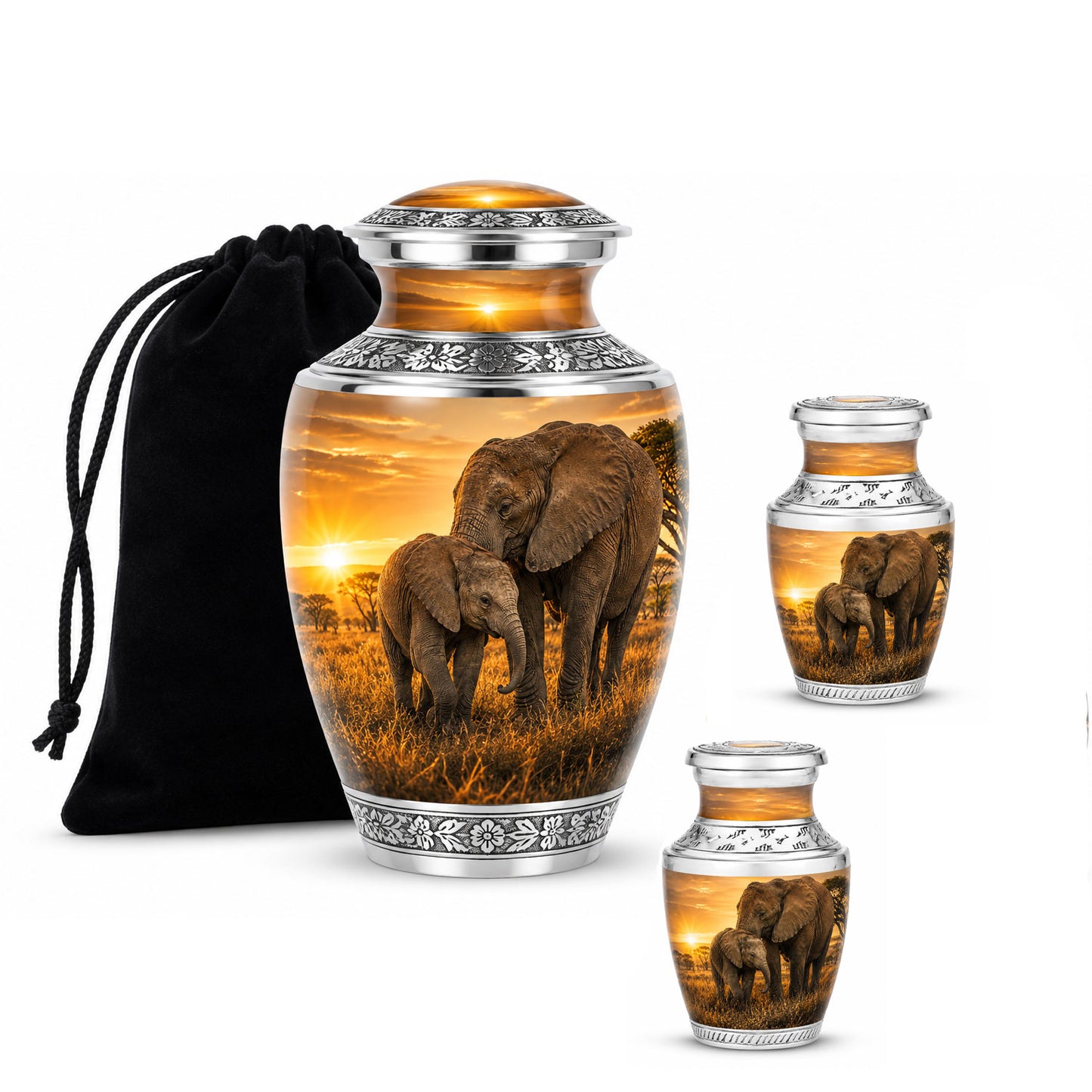 Elephant Family Cremation Urn For Ashes