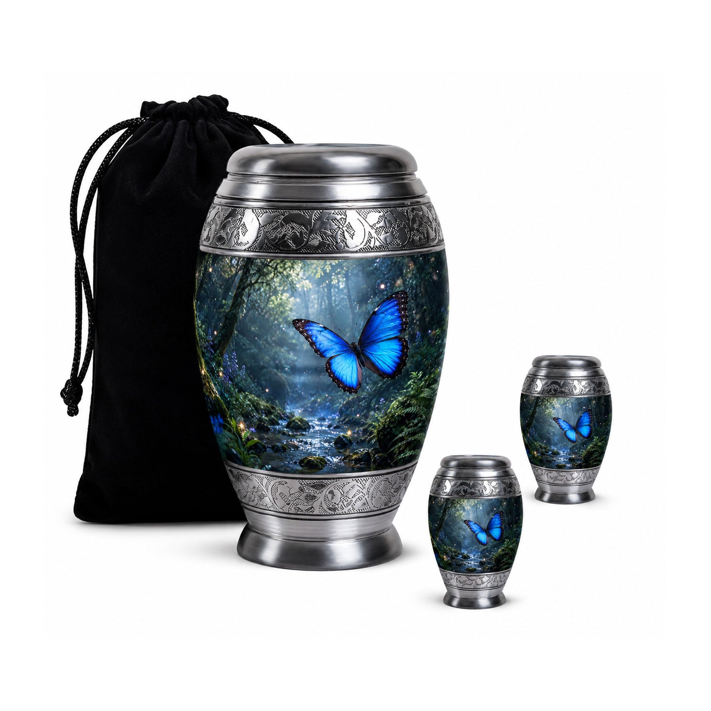 Blue Butterfly Cremation Urn for Ashes