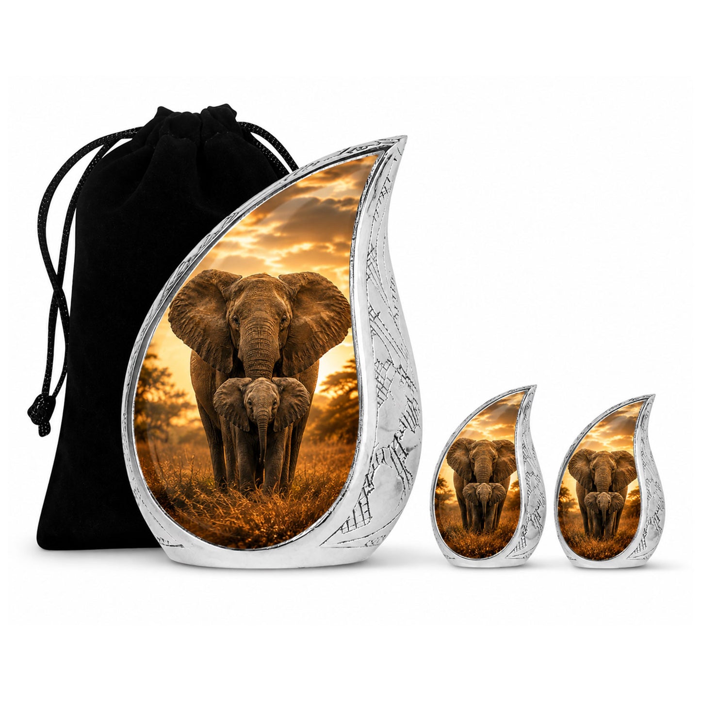 Baby Calf & Mother Elephant Cremation Urn For Ashes