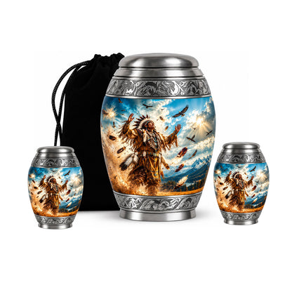 American Chief Eagle Feathers Cremation Urn for Ashes
