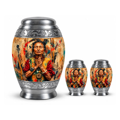 American Elder Women Prayer Cremation Urn for Ashes