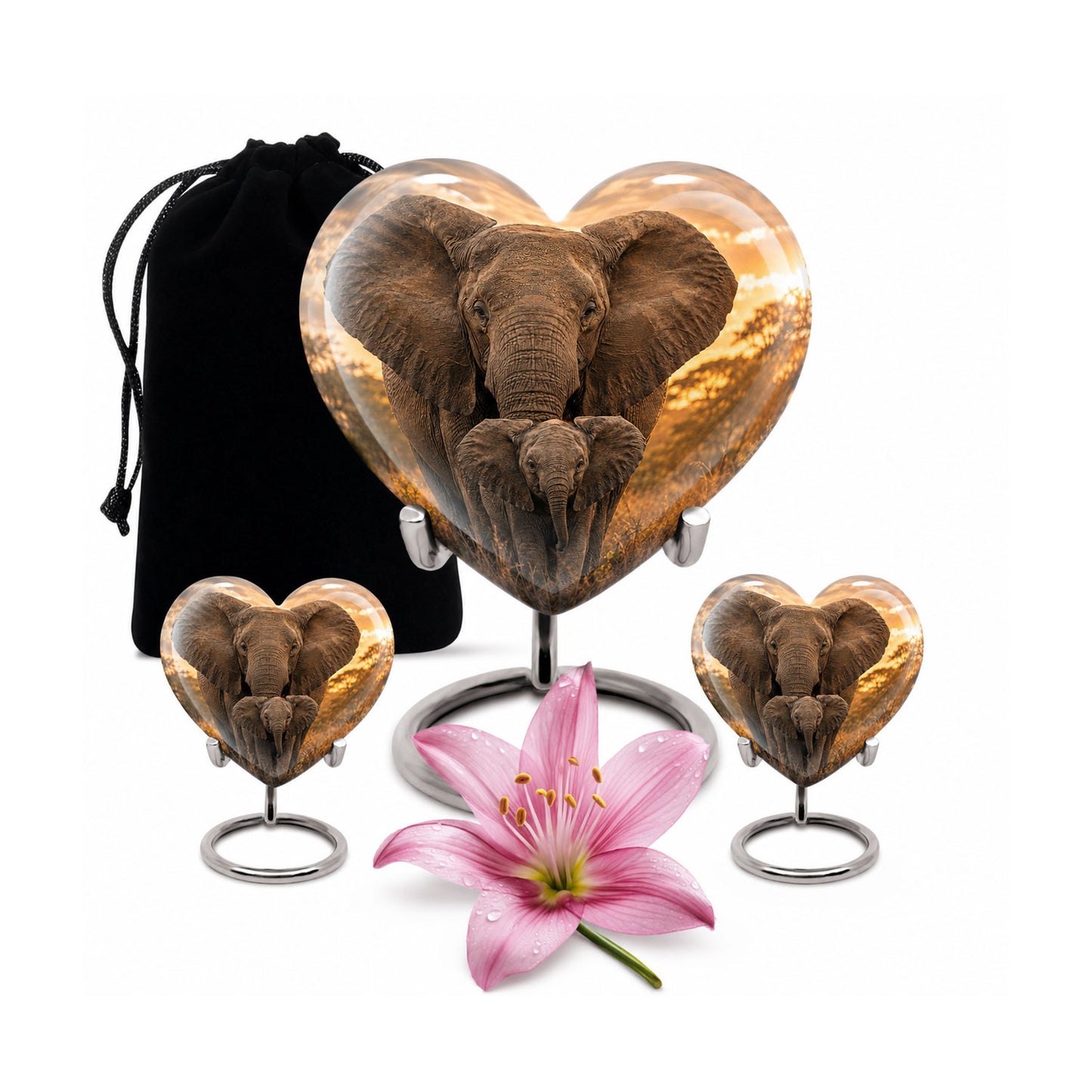 Baby Calf & Mother Elephant Cremation Urn For Ashes