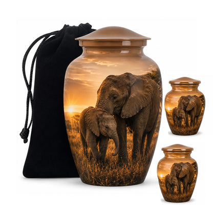 Elephant Family Cremation Urn For Ashes