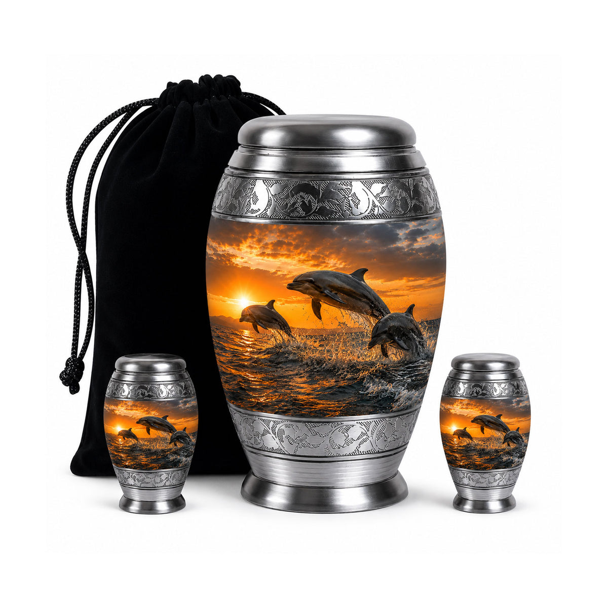 Oceanic Dolphin Family Cremation Urn