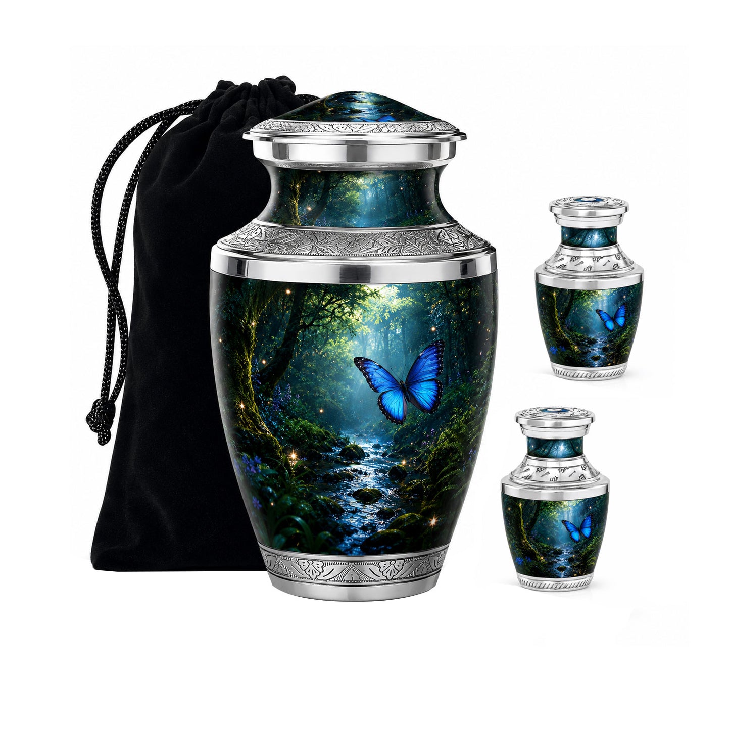 Blue Butterfly Cremation Urn for Ashes