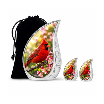 Cardinal Bird Teardrop Cremation Urn for Ashes