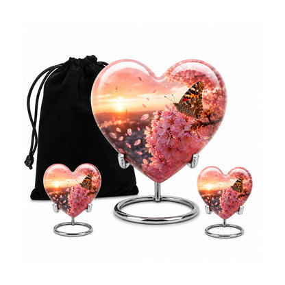 Cherry Blossom Butterfly Cremation Urn for Ashes