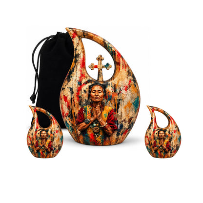 American Elder Women Prayer Cremation Urn for Ashes