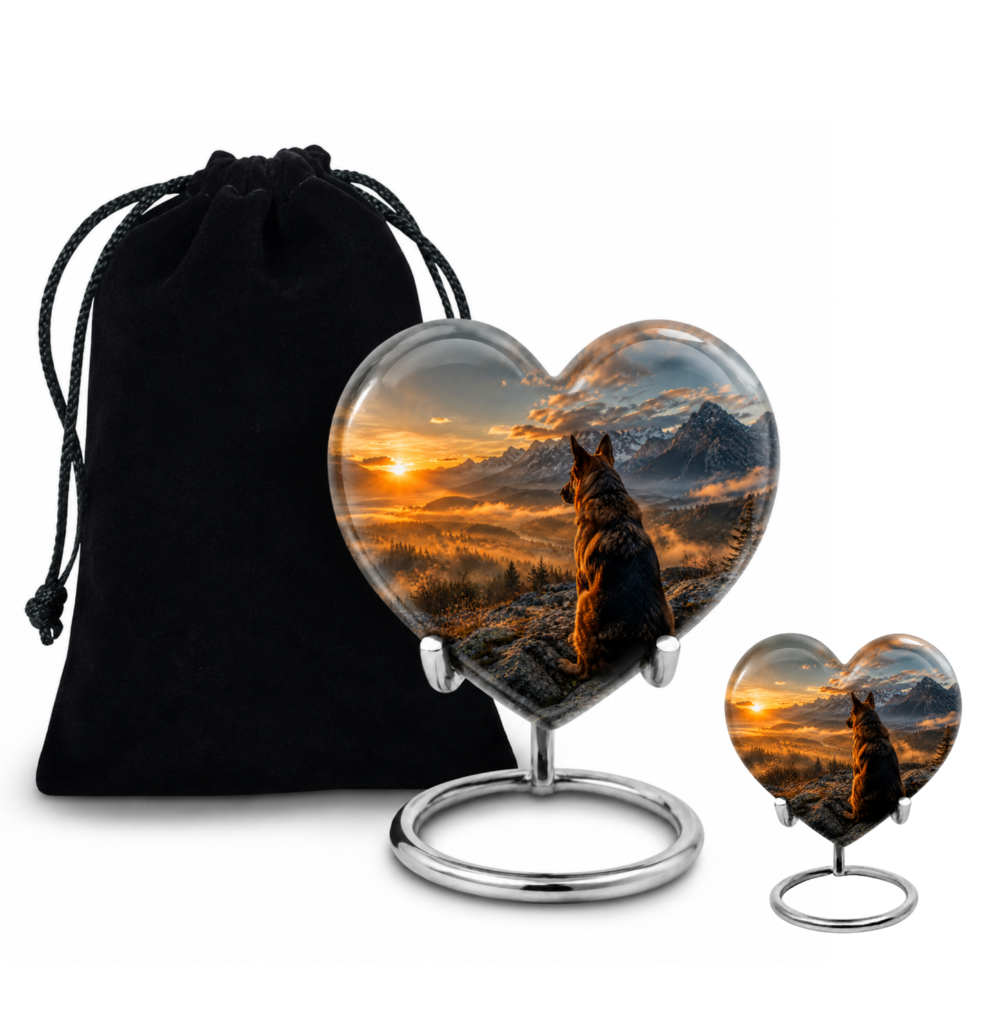 Mountain Sunset View Wolf Cremation Urn