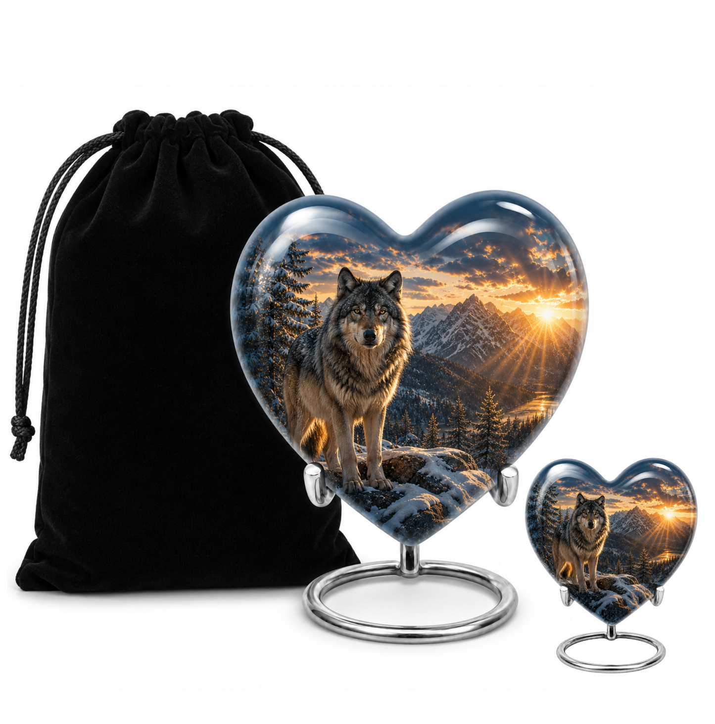 Snow Mountain Wolf Cremation Urn for Human Ashes