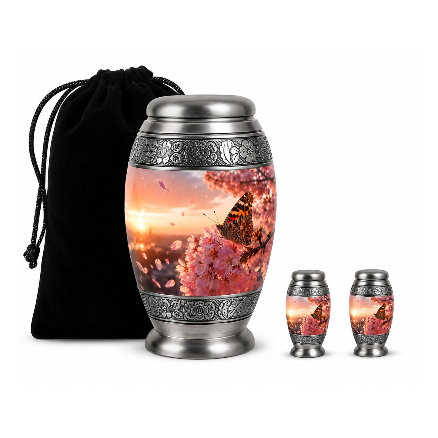 Cherry Blossom Butterfly Cremation Urn for Ashes