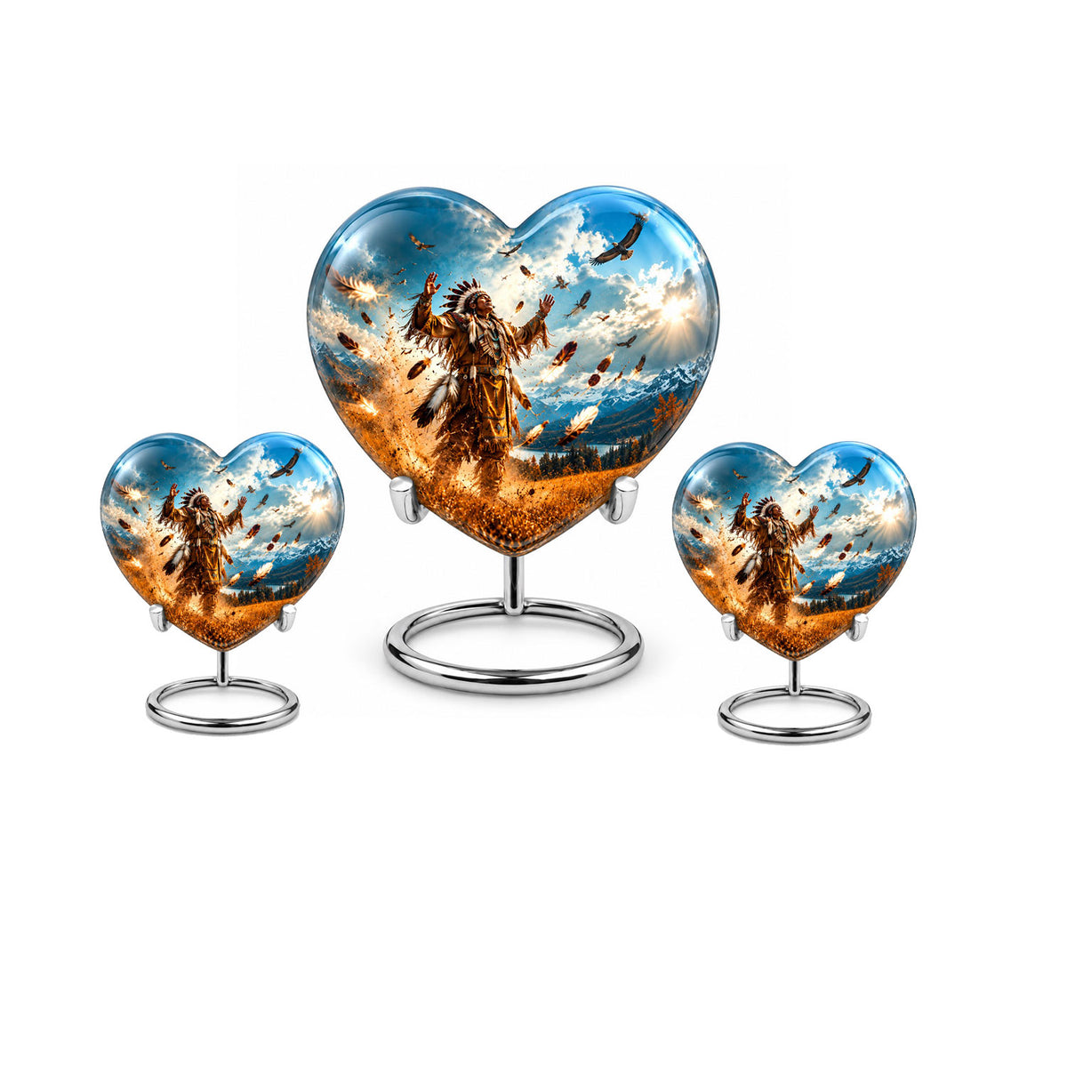 American Chief Eagle Feathers Cremation Urn for Ashes