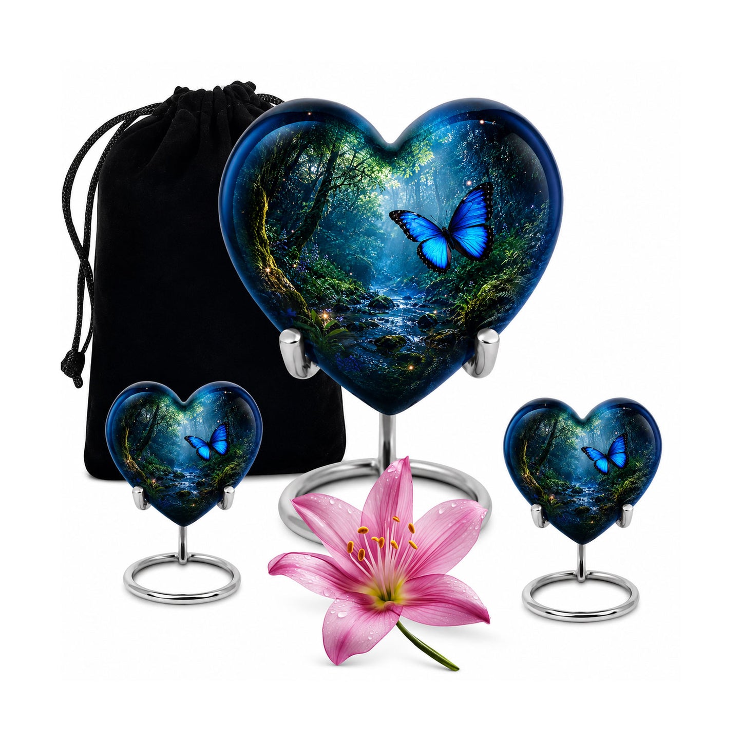 Blue Butterfly Cremation Urn for Ashes