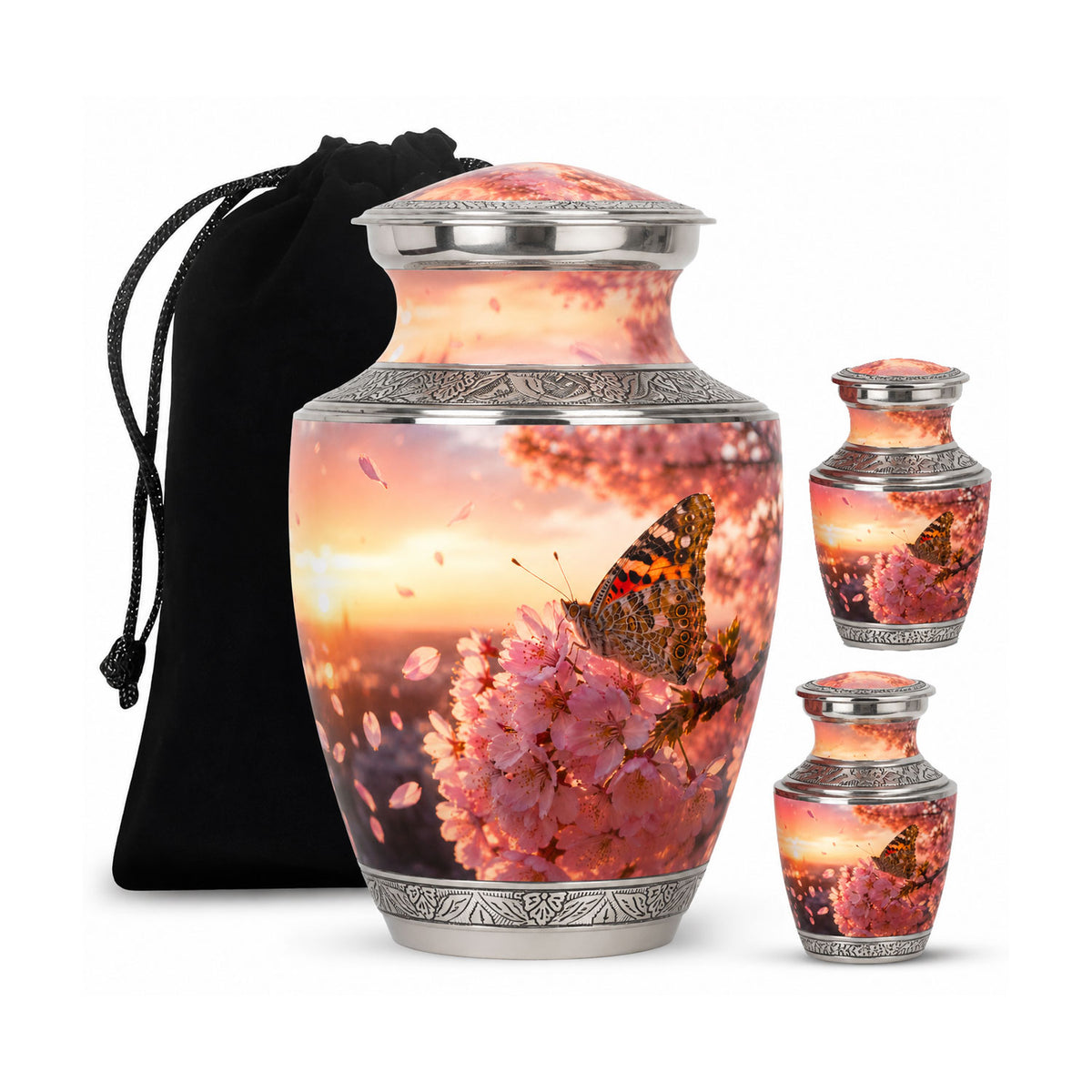 Cherry Blossom Butterfly Cremation Urn for Ashes