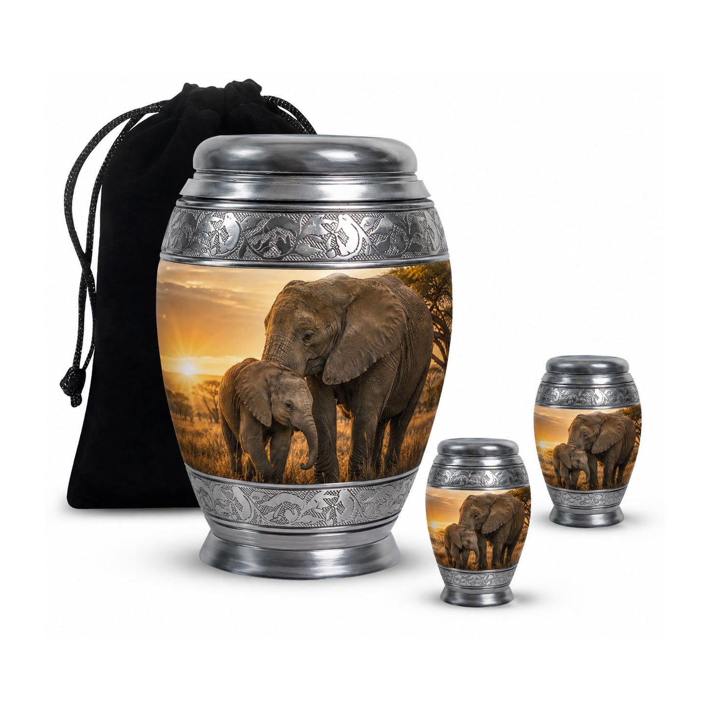Elephant Family Cremation Urn For Ashes