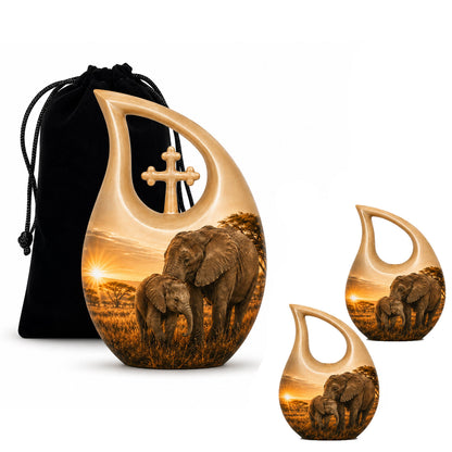 Elephant Family Cremation Urn For Ashes