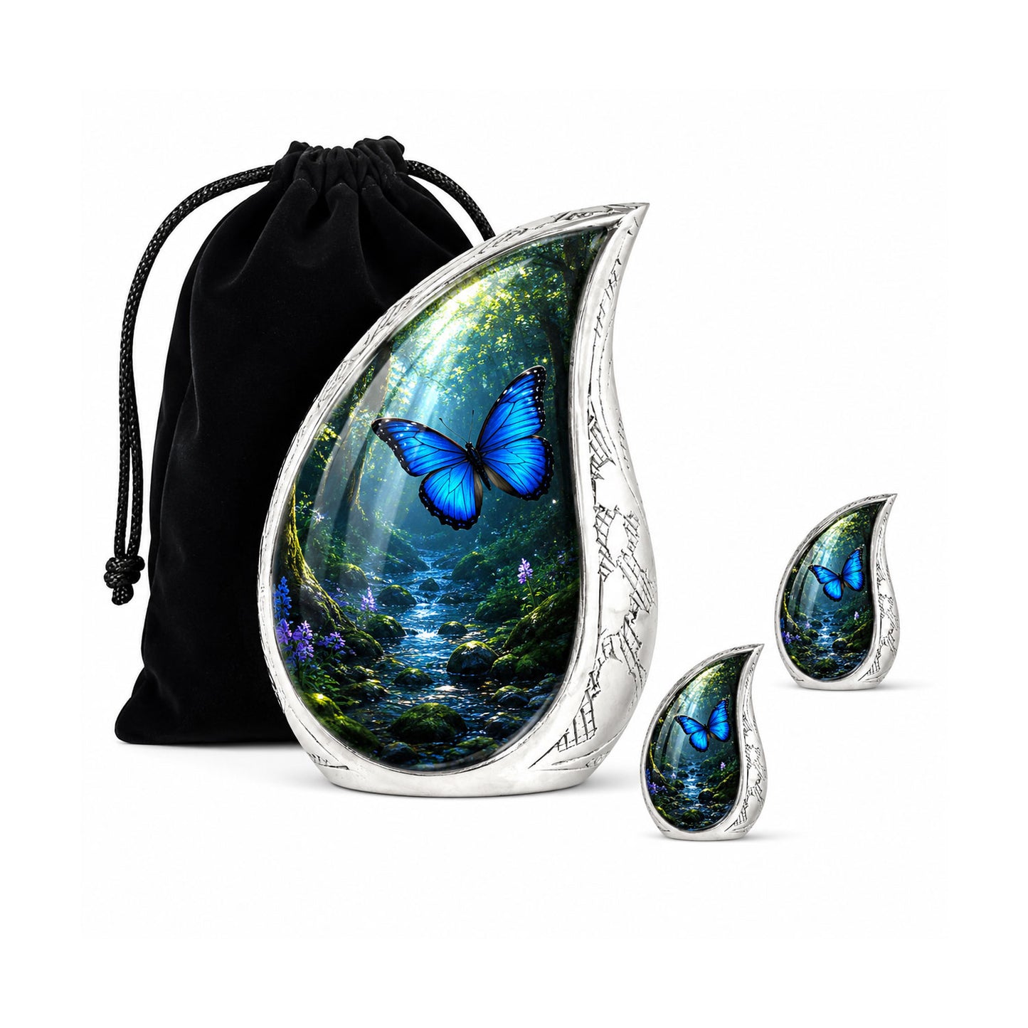 Blue Butterfly Cremation Urn for Ashes