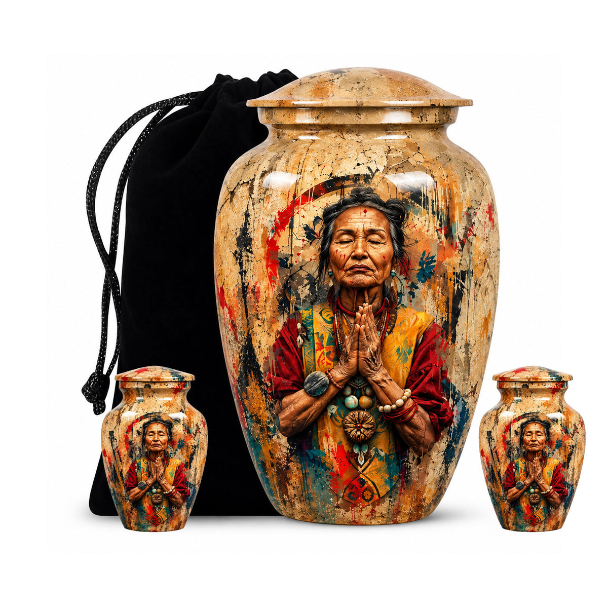 American Elder Women Prayer Cremation Urn for Ashes